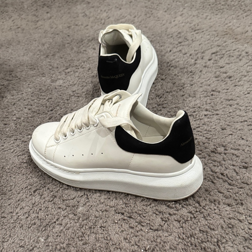 Alexander McQueen White Sneakers with Black Heel